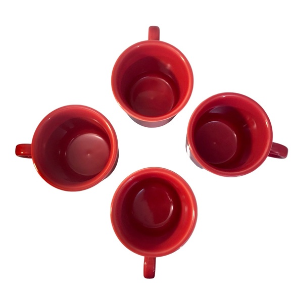 Set Of 4 Fiesta Scarlet Red Coffee Mugs O Ring Handles Contemporary - Picture 11 of 14